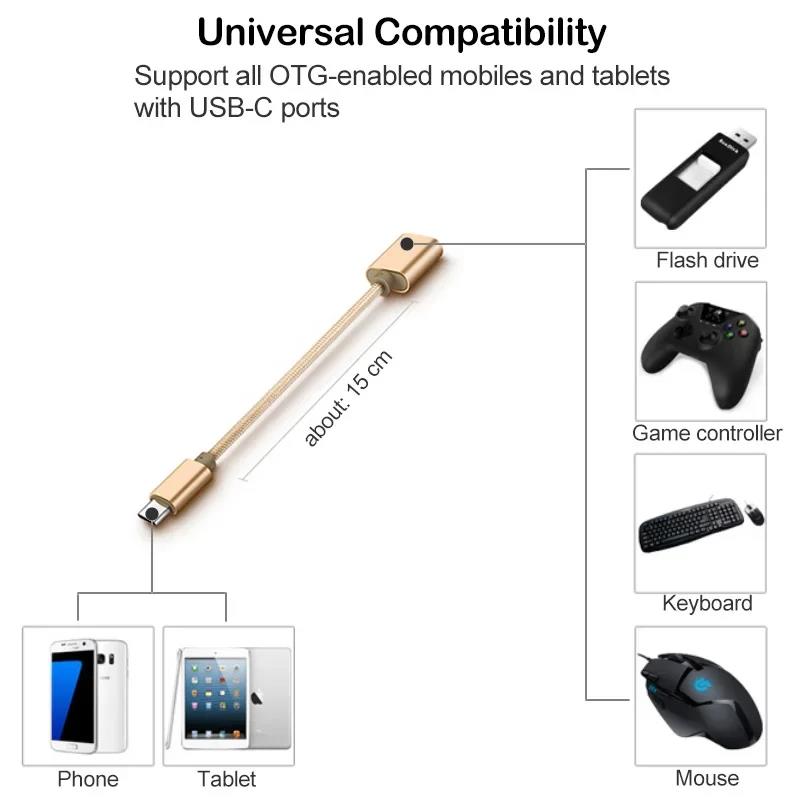 USB Type-C OTG Adapter Cable for Samsung Galaxy S24 S23 S22 Ultra FE USBC Cable OTG Converter for Google Pixel 8a 7a 6 7 8 Pro. 