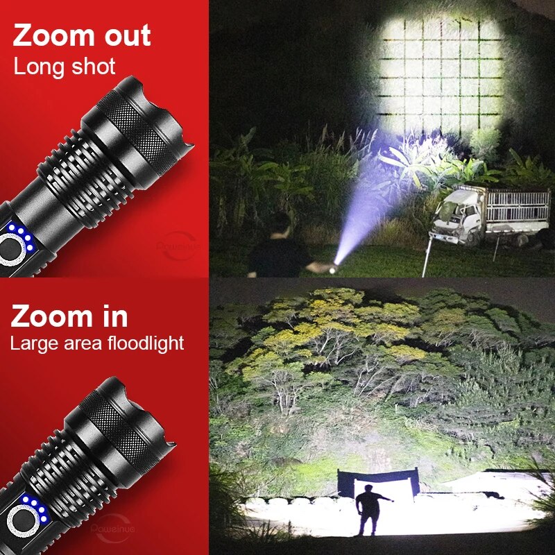 Ultra Bright XHP360 LED Flashlight High Power Flash Light Type-C Rechargeable Lamp Telescopic Zoom Torch Outdoor Camping Lantern. 