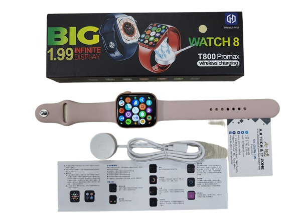 T800 Pro Max Smartwatch 1.99 Display Watch 8 Wireless Charger Calling. 