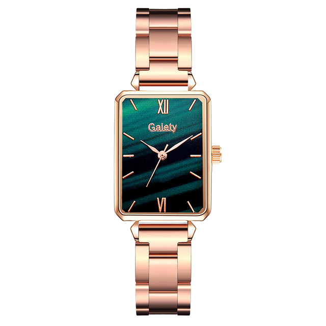 (NEW)Women Watches Fashion Green Dial Square Ladies Quartz Wrist Watch Bracelet Simple Dress Luxury Watches For Women