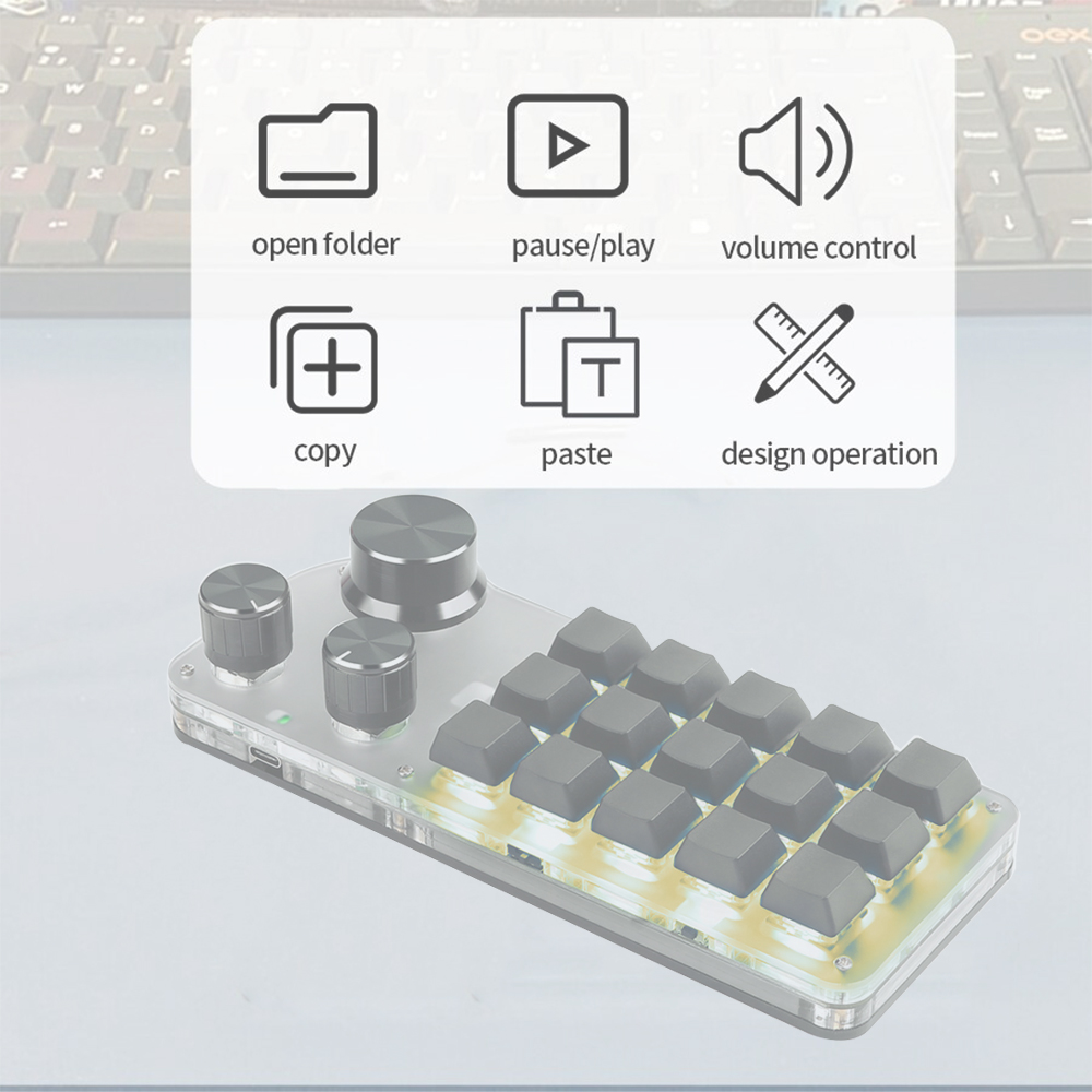 Mechanical Keyboard Bluetooth 5.0 Gaming Keyboard RGB 15/12/6 Custom Keypad Hotswap Macropad Knob Keyboard for Gaming Photoshop. 