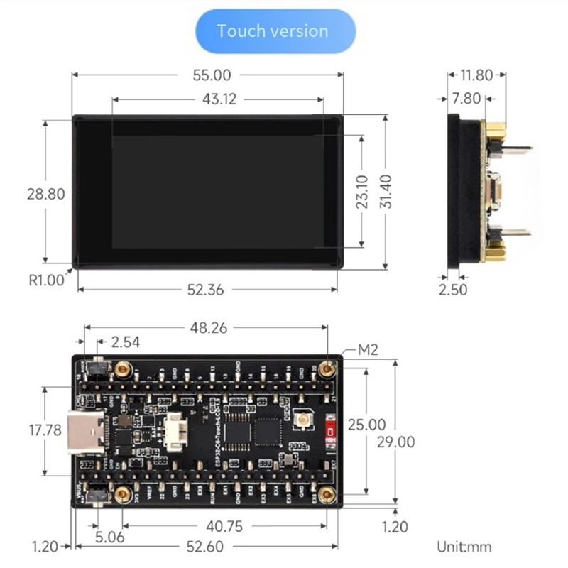 ESP32 C6 'S Board with 1.9 Inch Display, 172x320 Pixels, SD Card Facility, RGB LED, and Six- Sensor QMI8658. 