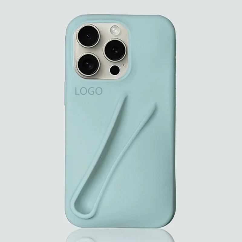 Minimalist Solid Color Rhode Soft Silicone Case For iPhone 15 14 PIus 11 13 12 Pro Max Can Be Installed With Lipstick Back Cover. 