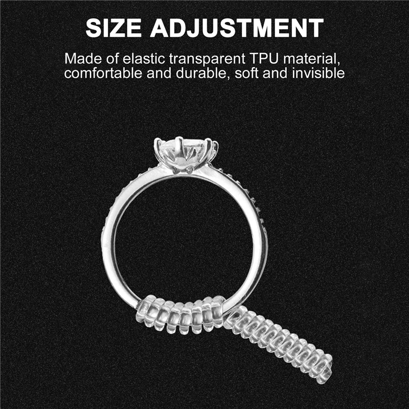 Ring Size Adjuster for Loose Rings Invisible Ring Guard Clip Transparent Silicone Sizer Tightener Resizer 4 Sizes. 