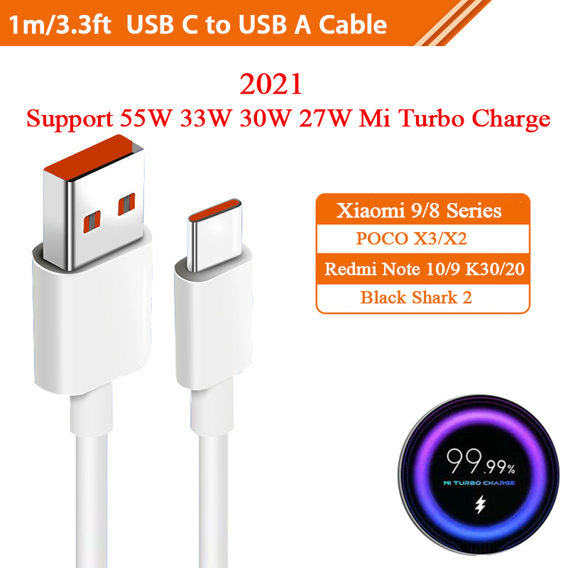 XiaomI Mi 1 Meter 6A 33w 55w 67W 120W Turbo Charging Cable Quick Charging Type C USB Line For Mi 9 10 11 Pro 9Se CC9 Pro Note 10 Lite Redmi K MI 10T Pro 5G 10i Poco X3 Type C Fast Charging Cable 1M Note 9 10 K30 Ultra POCO M3 Pro 5G Mi 11 Lite 10T. 