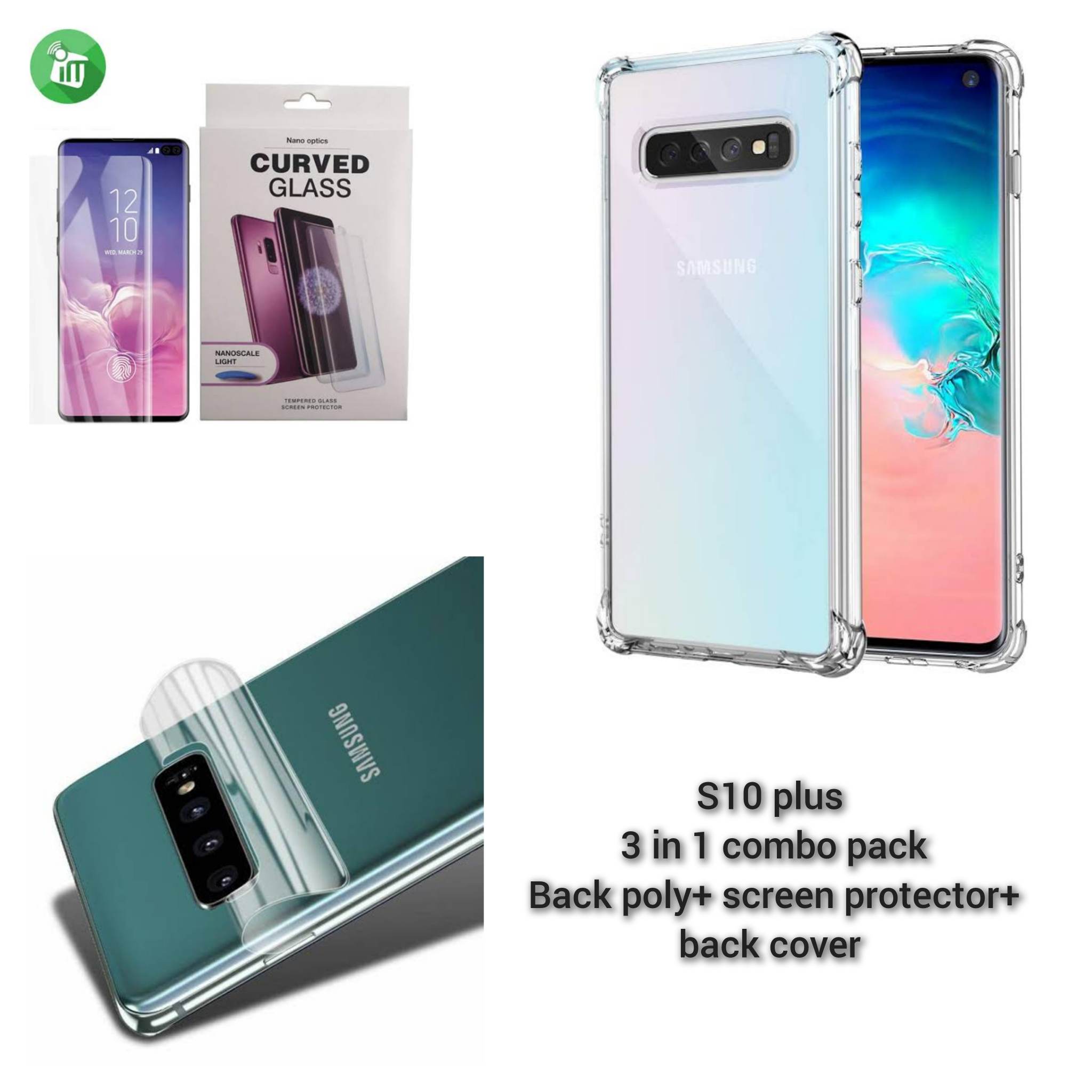 FOR SAMSUNG GALAXY S10 plus 3-in-1 Combo Pack (UV GLASS BACK