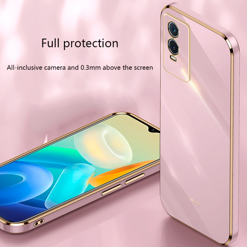 Tokifu For VIVO Y76 5G Case Luxury 6D Plating Soft Back Cover Silicone Phone Cases With Stand. 