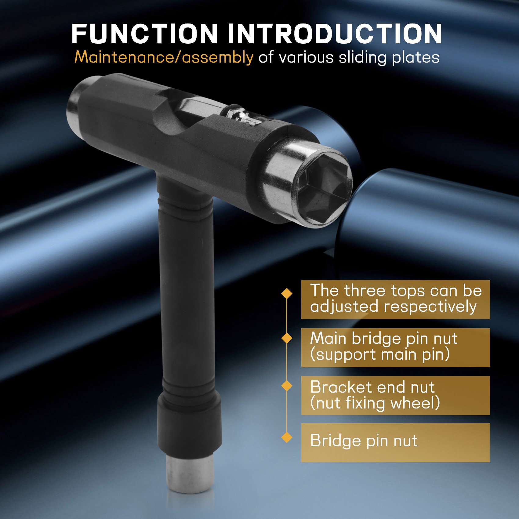 Skateboard Repair Tools Kit Multifunctional Skateboards Wrench T-Shape Roller Skate Wrench. 