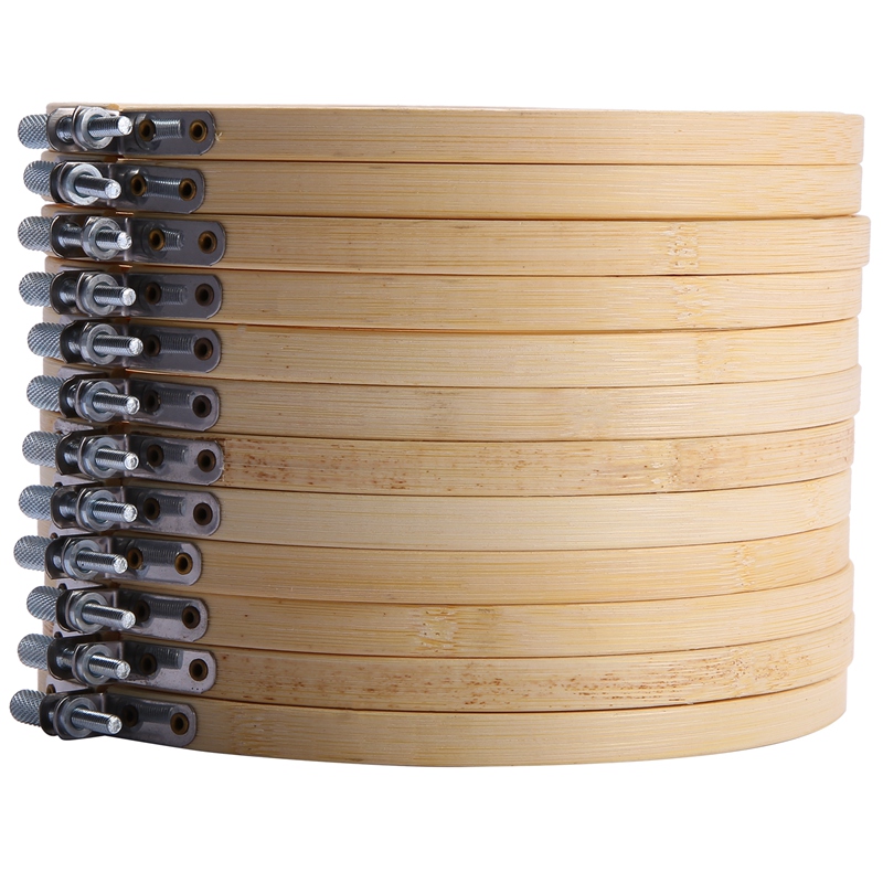 12 Pieces 7 Inch Wooden Embroidery Hoops Bulk Bamboo Circle Cross Stitch Hoop Round Ring for Art Craft Handy Sewing. 