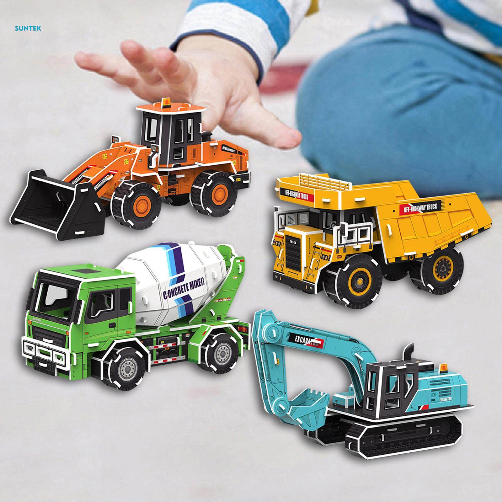 4 Pieces 3D Cardboard Model Car Kits Experiments DIY Crafts 3D Paper Puzzle DIY Set for Kids Child. 