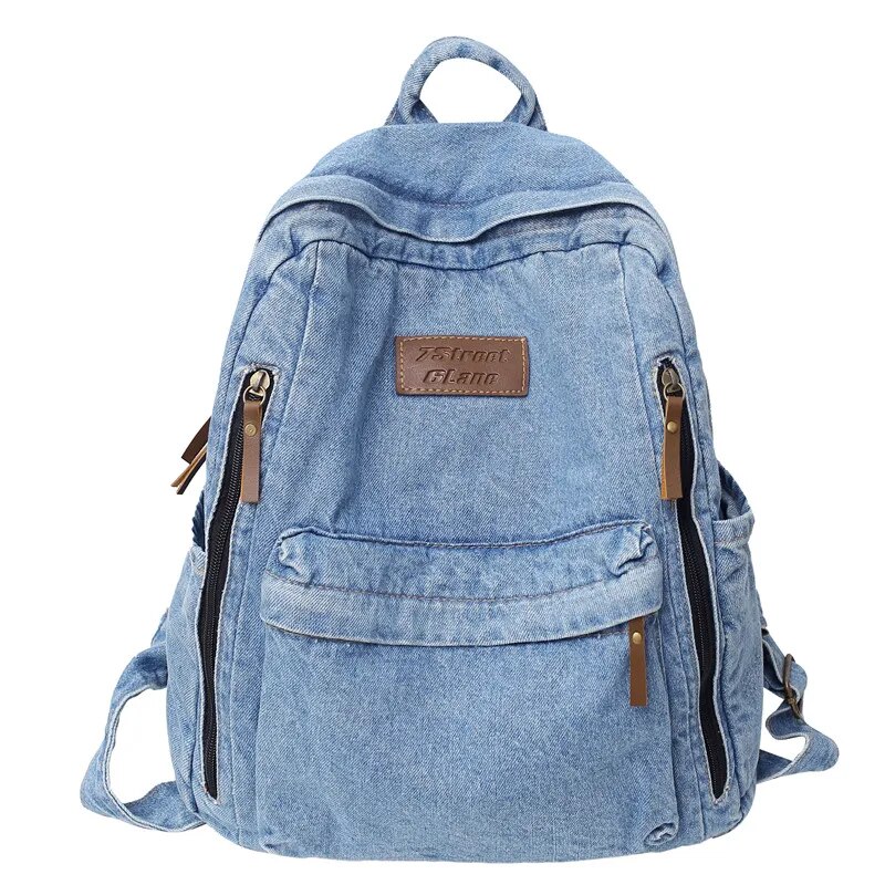 Denim Backpack For Women Aesthetic Student School Bags for Girls Teens Canvas Travel Backpack Pockets Book Bag Rucksack Mochila Daraz .bd