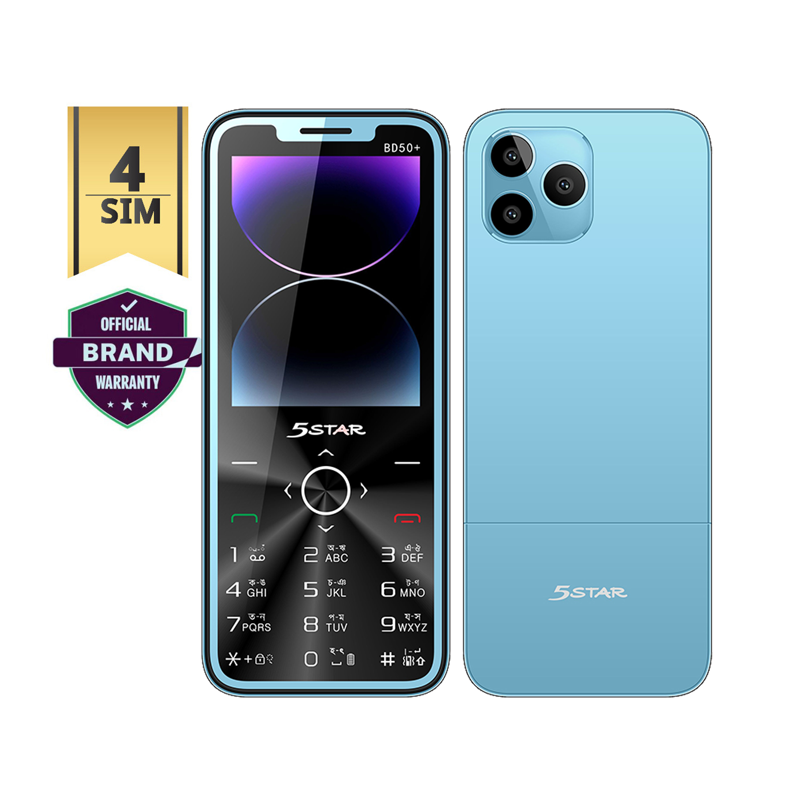 4 SIM BD50 Button Mobile Phone – Big Display, Strong Battery & Type-C Charger