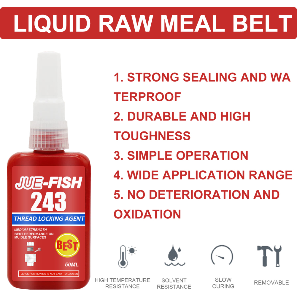50ML 243 Thread Anaerobic Locking Agent Screw Thread Glue Thread Locking Agent Anaerobic Adhesive for Metal Screws. 