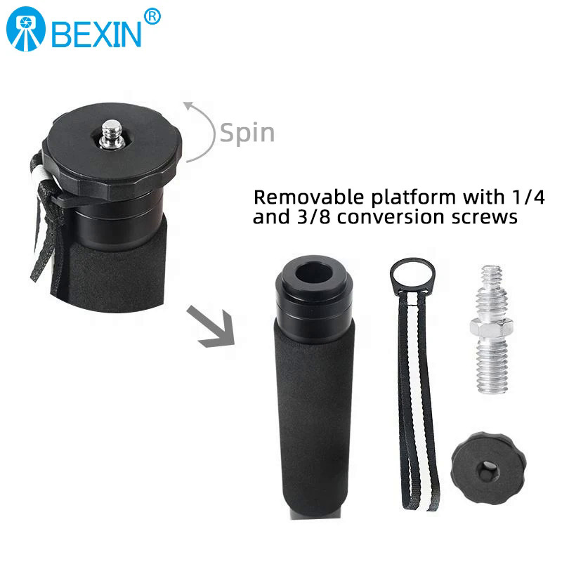 BEXIN P285C Light Professional Carbon Fiber Portable Travel Monopod Bracket Can Stand withTripod Ballhead for Digital SLR Camera. 