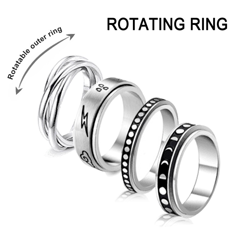 Anxiety Ring For Women Men Moon Fidgets Rings 2022 Trend Punk