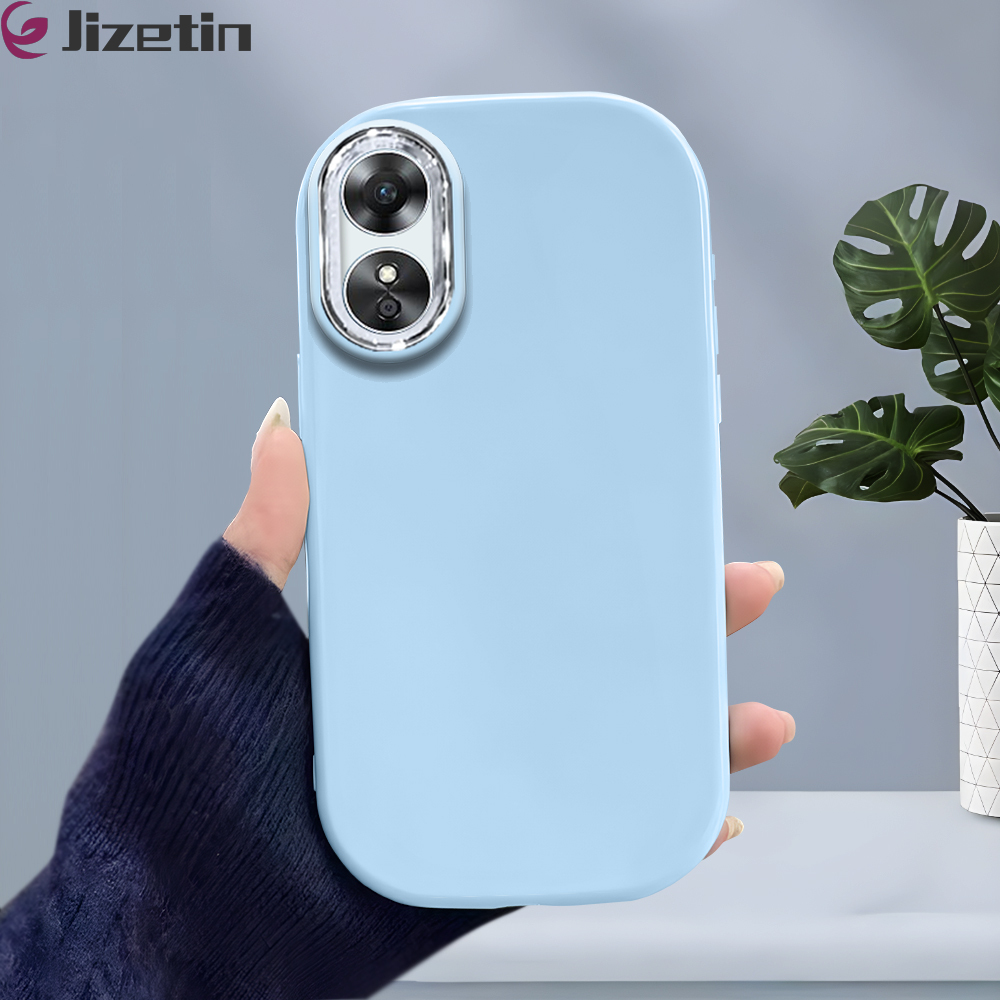 Jizetin for OPPO A17 A17K Back Cover Luxury Color Bright Lens Frame Candy Soft Rubber Phone Cases
