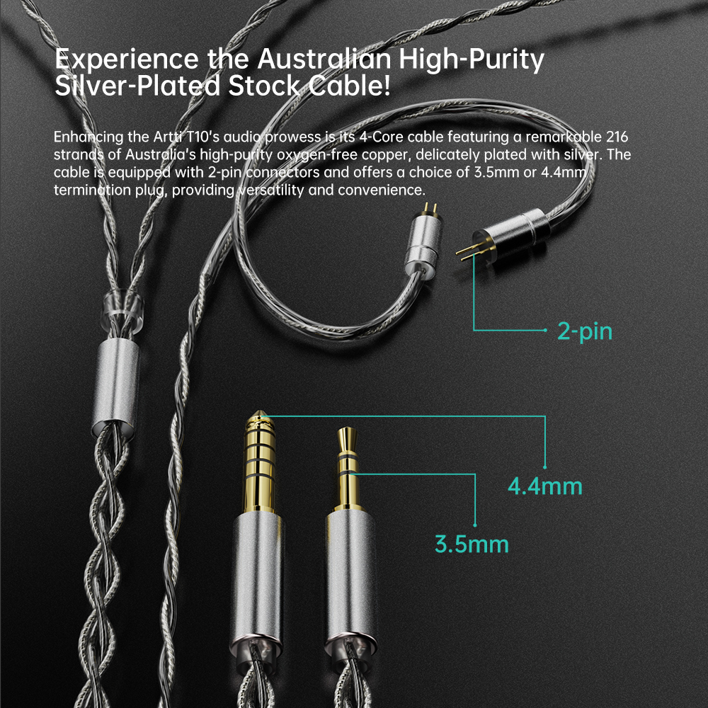 ARTTI T10 Planar Best Wired in Ear HIFI IEMs Earphone 14.2mm Unit Stereo Bass Monitor Headphone with 0.78 2pin 3.5/4.4mm Plug. 