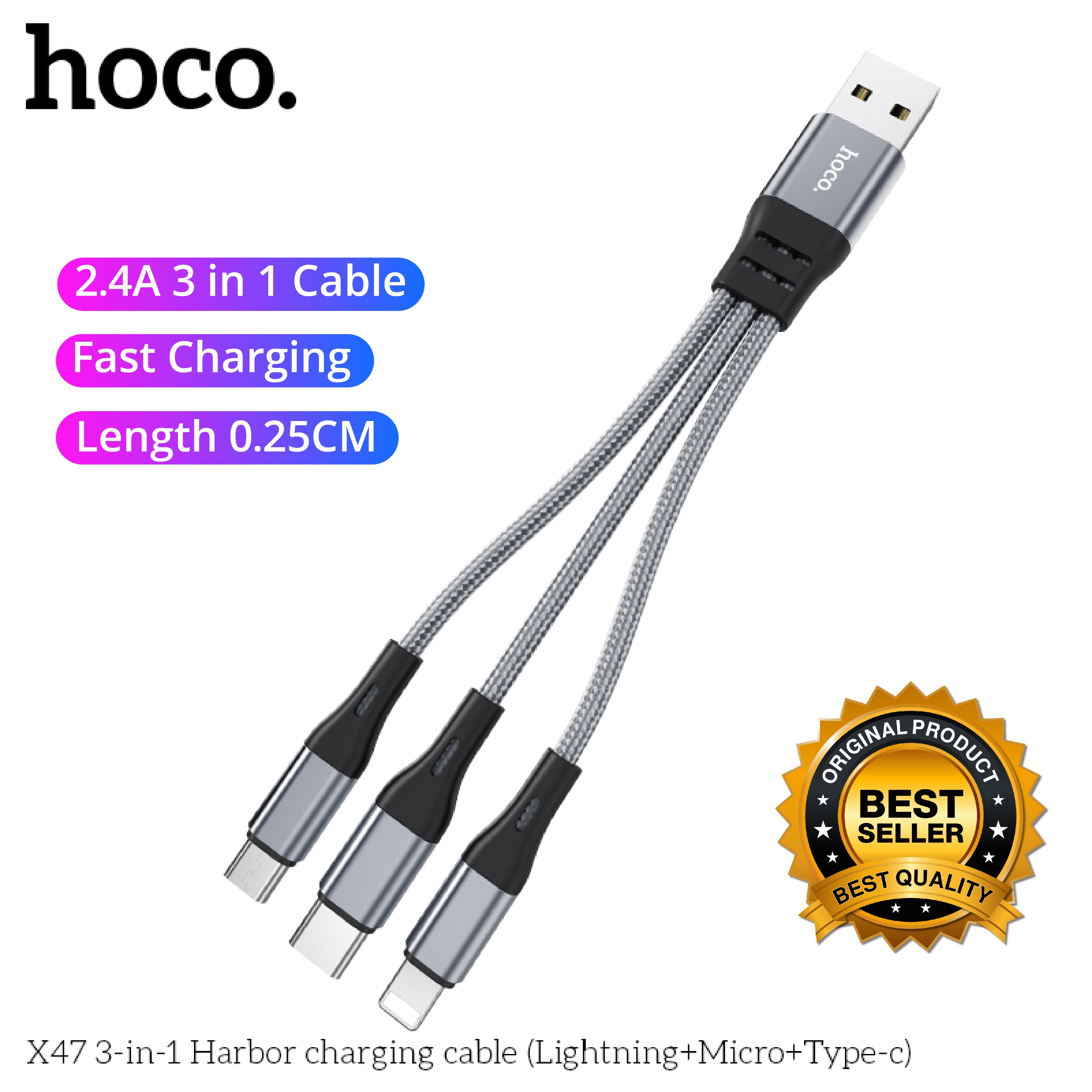 Hoco X47 in USB Harbor Charging Short Cable Micro Type C