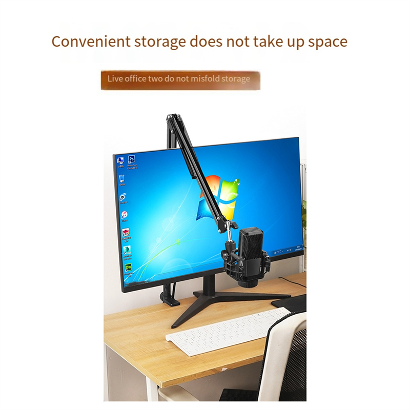 FORIDE 50cm Microphone Boom Arm with Tabletop Stand for Podcasting, Video Games, Radio and Studio Audio,F. 