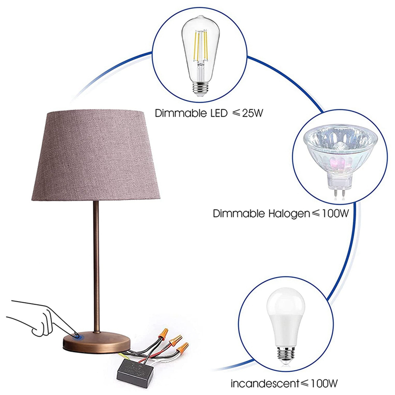 Touch Lamp Switch 6 Pack,Touch Lamp Control Module for Dimmable LED,Bulbs,Lamp Switch Replacement Kit with Wiring Caps. 