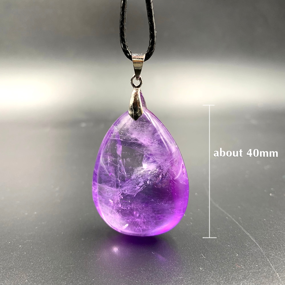 【VisioN Shop】Drop Shipping Natural Amethyst Quartz Crystal Pendant purple healing stone woman man gift Fashion. 