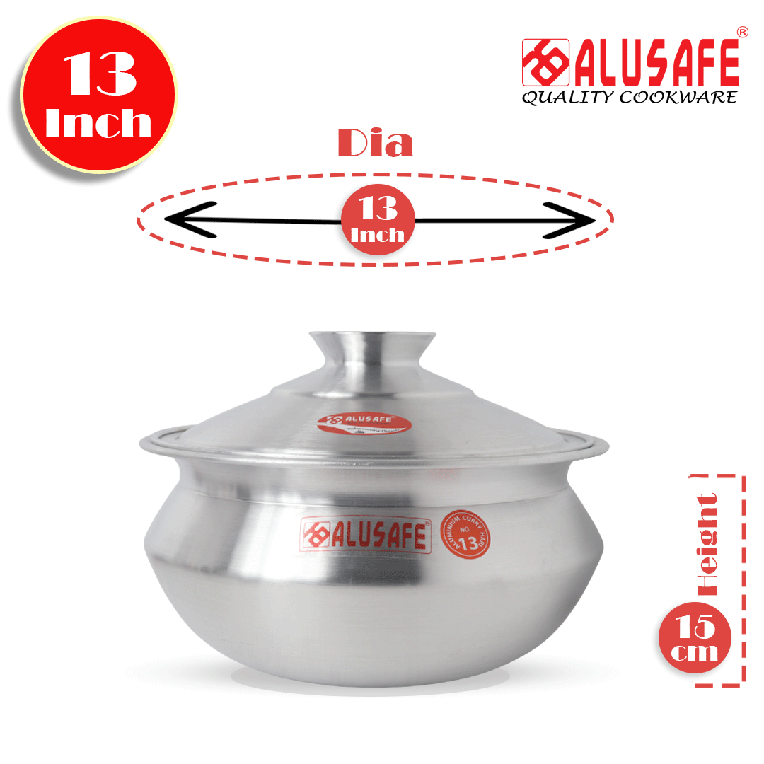 Aluminum Tarkari Hari with Lid 13 inch (33x14 cm)