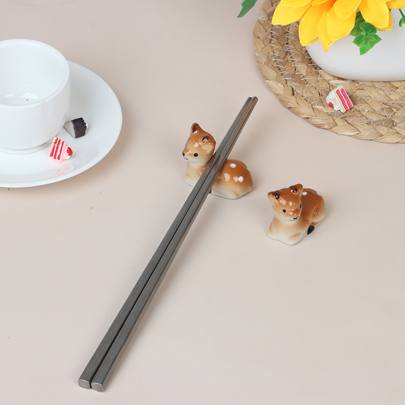 Cute Sika deer Ceramic Chopsticks for Daily Use Chopstick Rack Chopstick Holder Dounp. 