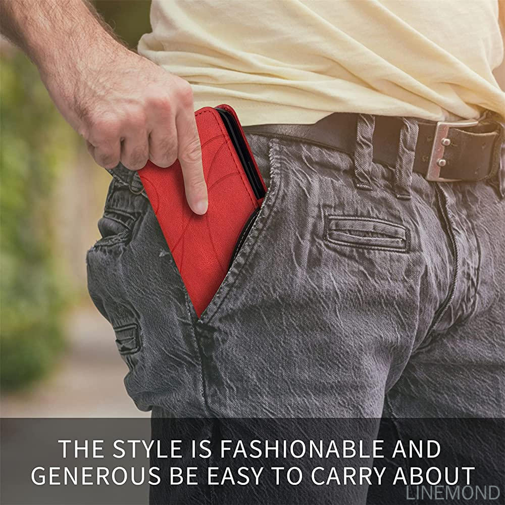 Wallet Case for iPhone 11 Pro, Splicing Matching PU Leather Flip Case with Kickstand for iPhone 11 Pro, Red. 