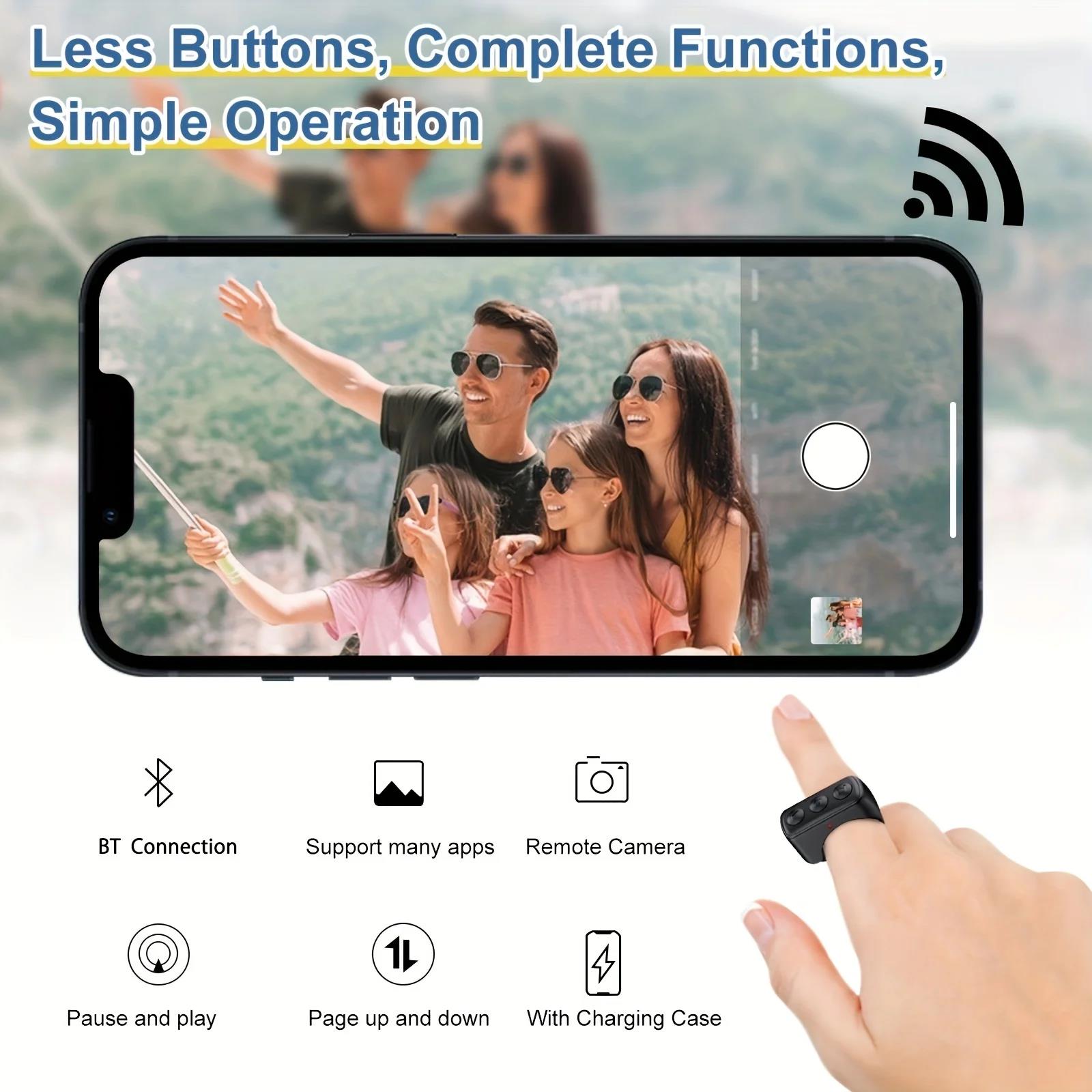 Hot Tiktoks Scrolling Ring Remote Control Button Stick Bluetooth Page Turner Fingertip Selfie Video Ring for Smartphone Control. 