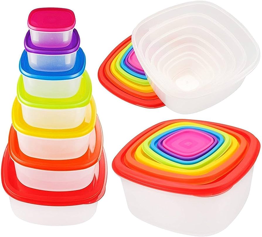 Rainbow Color Containers with Lids Refrigerator Freshness Preservation Storage Box Picnic Camping Food Home Storage Containers Set 7 Pcs, Rainbow Container, Camping Food Container,. 