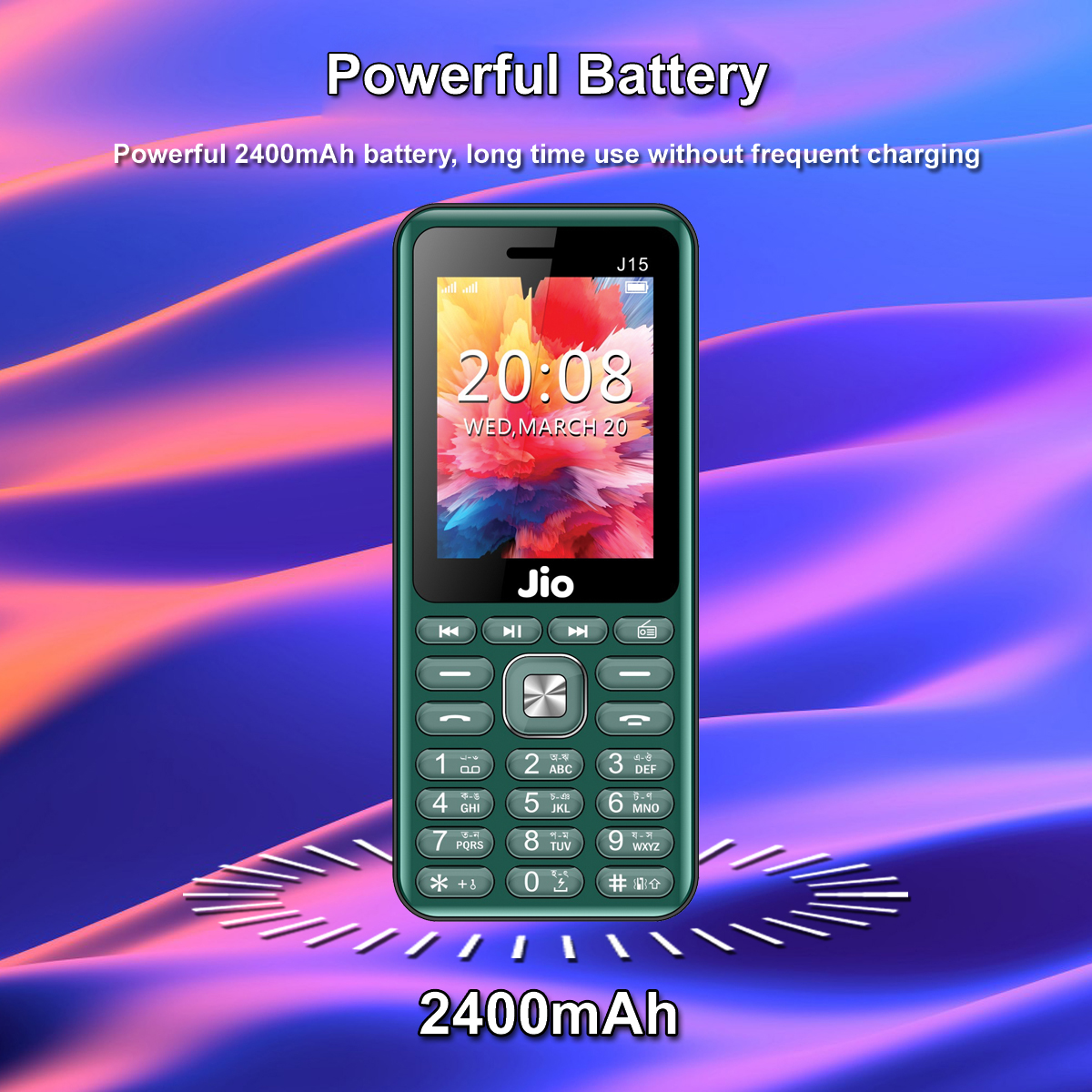 Jio J15 Max Dual SIM 2400mAh Feature Phone Display-2.4 Camera-VGA Big Torch Light Wireless FM Radio. 