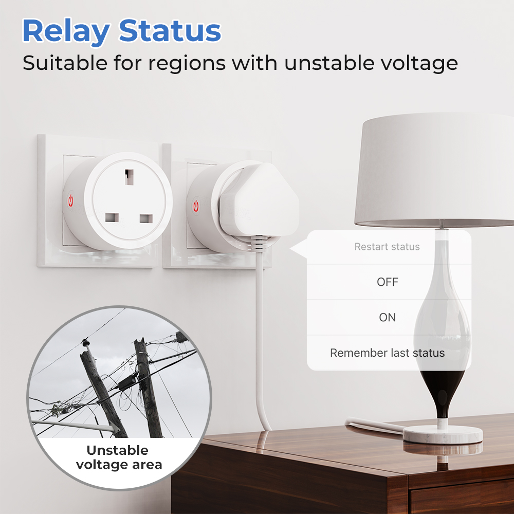 SMATRUL - WiFi Smart Socket - 16/20A - Power Monitor - UK Plug - Wifi+Bluetooth Dual Mode - Tuya/Alexa/Google Home. 
