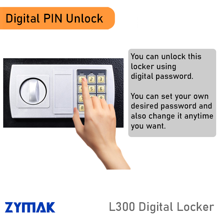 A Digital Locker Safe Box Zymak L300 Wide Size Security Safe Vault Black Color Shinduk Password Locker. 