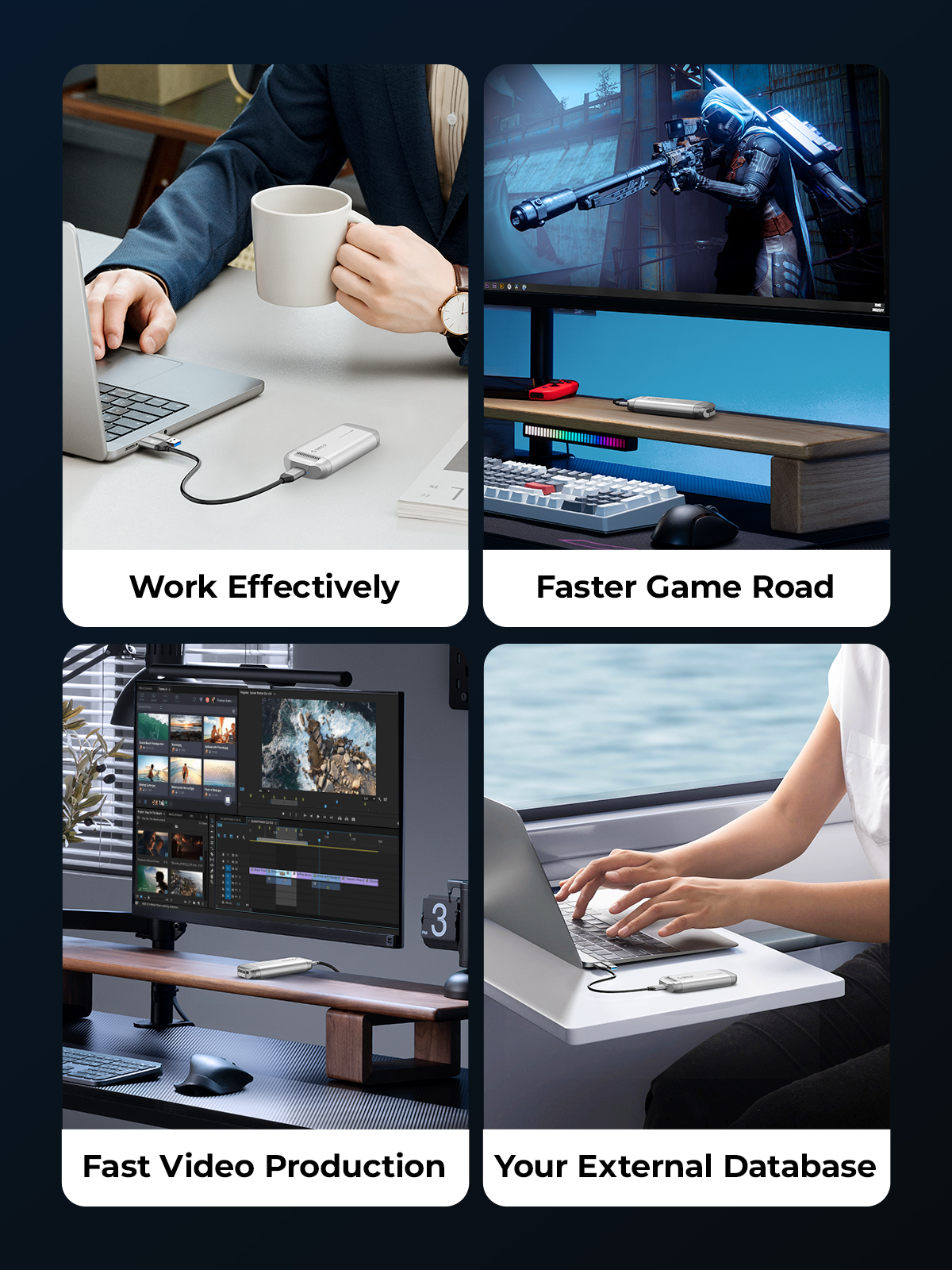 ORICO Silverstone Portable SSD 3500MB/s External Solid State Drive 4TB 2TB 1TB Type- C Aluminum Alloy PSSD Built-in Cooling Fan. 