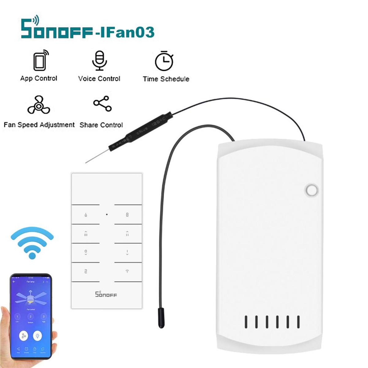 SONOFF-IFan03+RM433 Wi-Fi Ceiling Fan and Light Controller Intelligent Switch
