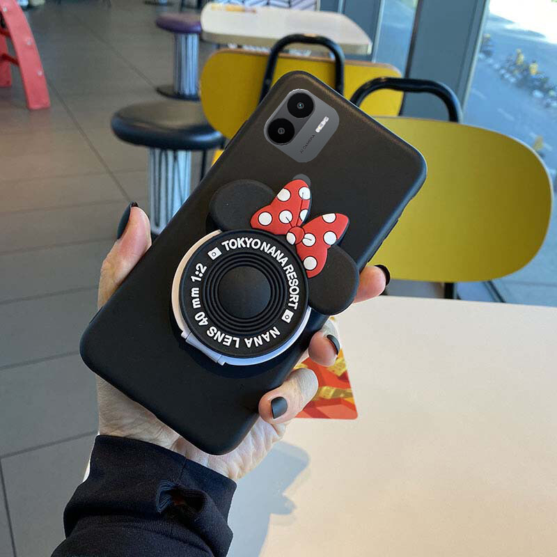 New Phone Case For Redmi A2 Plus A1 Plus Cover Makeup Mirror Soft Cute Cartoon Bracket Soft Silicone Anti Drop for Redmi A2 Plus A1 Plus Back Cover