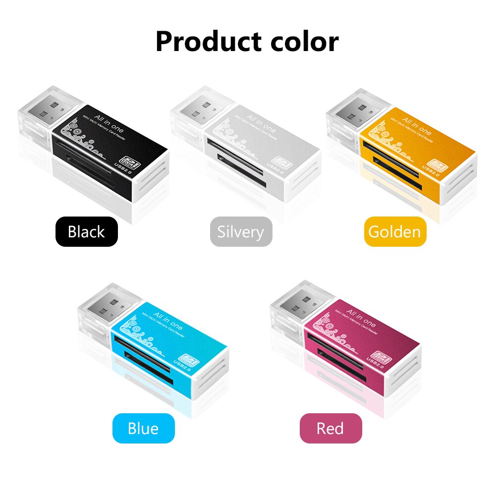 4 In 1 Micro SD Card Reader Adapter SDHC MMC USB SD Memory T-Flash M2 MS Duo USB 2.0 4 Slot Memory Card Readers Adapter Support. 