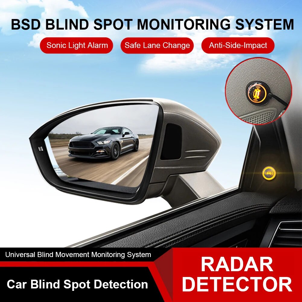 Car Blind Spot Detection 12V BSD Warning Light Blind Spot Monitoringsystem Parking Sensor Kit Radar Sensor Blind Spot. 