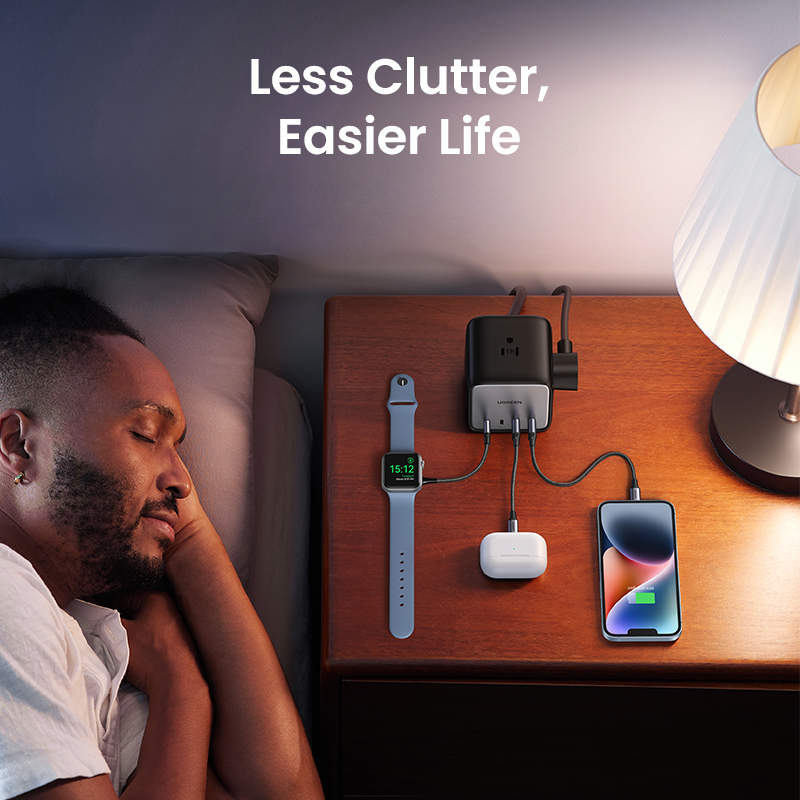 UGREEN 65W USB C Charger, DigiNest Cube GaN USB C Charging Station, Multiple Power Strip with 3 A-C Outlets, 2 USB C, 2 USB A, 6ft Extension Cord, Fast Charging for iPhone 14 Pro Max iPad MacBook Air. 