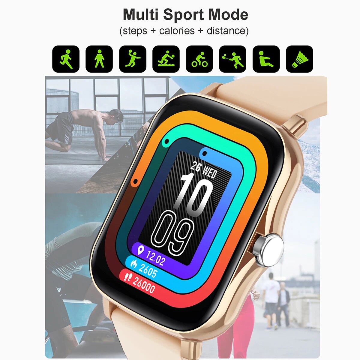 Rose Gold Color Smart Watch Women Men Smartwatch Heart Rate Smart Clock For Android IOS Fitness Tracker Dial Call Answer Call. 