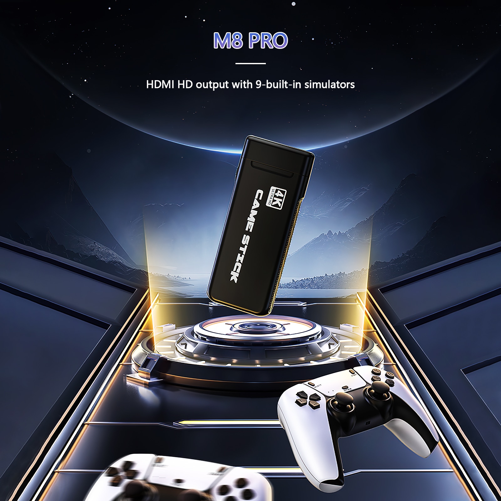 M8 Pro Game Stick 4K HDMI HD Video Console 2.4G Wireless Controller For PS1/FC/GB/GBA Arcade Retro TV Game Console 20000+ Games. 