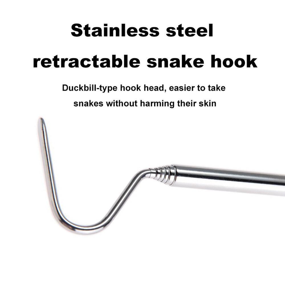 Snake Hook Stainless Steel Black Sliver Adjustable Long Handle Catching Tools Trap Tong. 