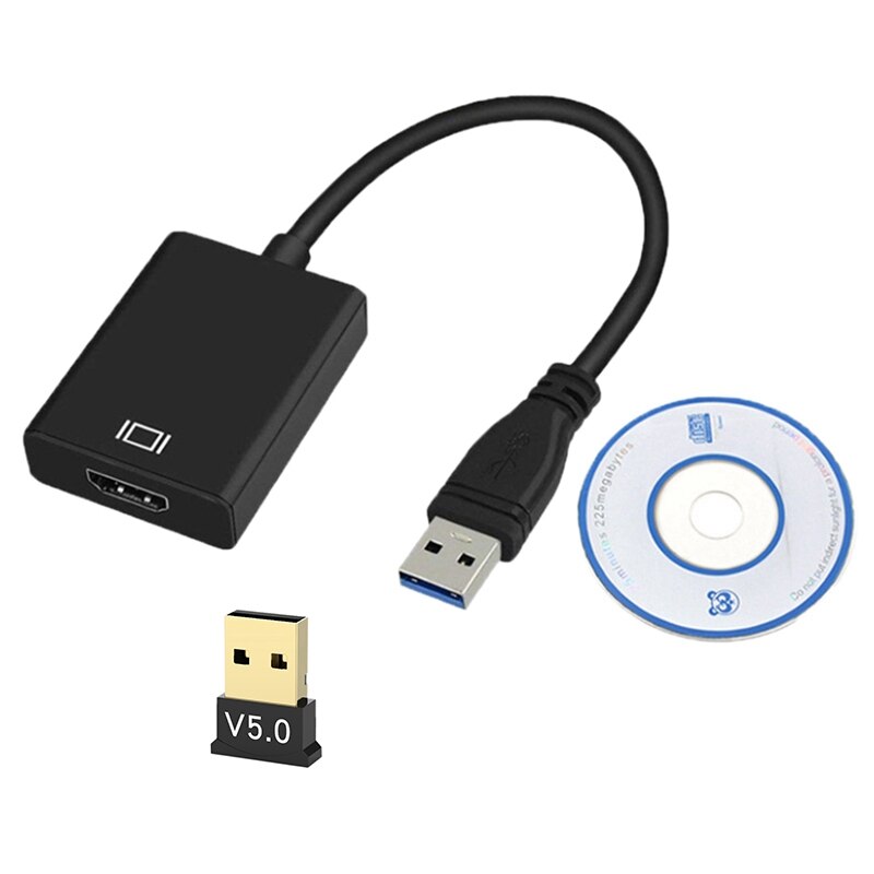 【VisioN Shop】1 Pcs USB HDMI Adapter, USB 3.0 to HDMI,HD 1080P Video Adapter & 1 Pcs Audio Receiver USB Adapter. 