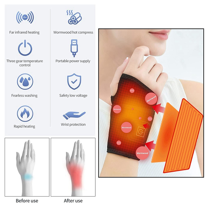 Electric Heated Wrap Wrist Heating Pads for Carpal Tunnel Syndrome. 