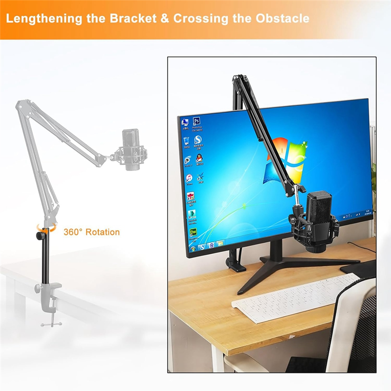 Microphone Boom Arm Extension Tube, Mic Stand Extension Riser for Microphone Suspension Boom Scissor Arm Stand Holder Easy Install Easy to Use. 