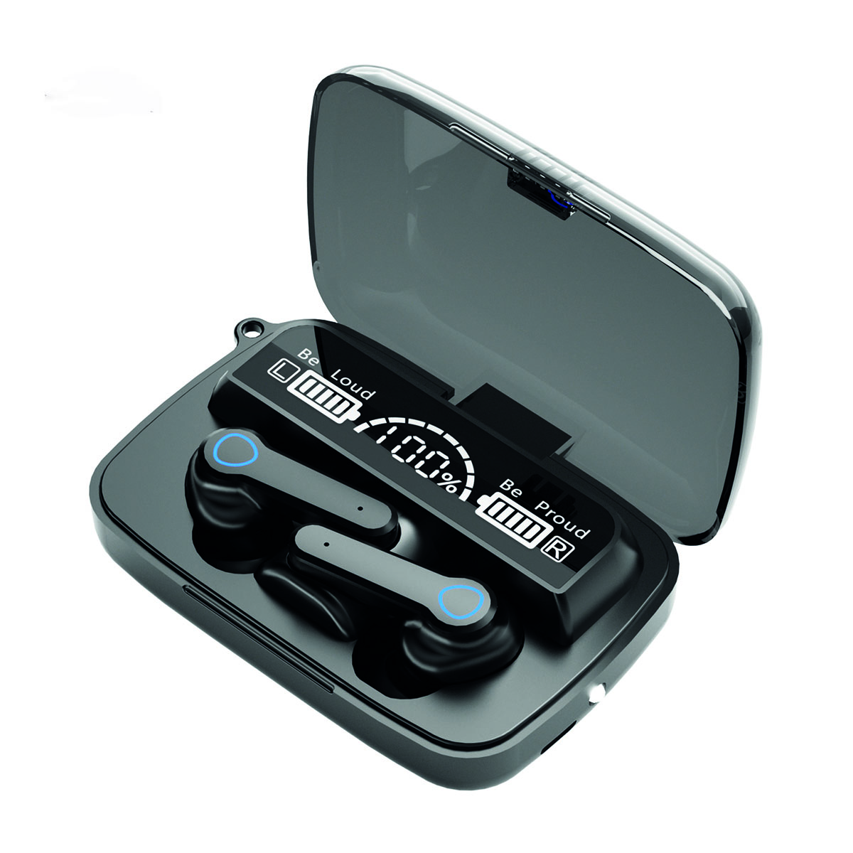 V5.1 BT Wireless M19 Newest Digital Indicator True Wireless Headset-Black - Earbud. 