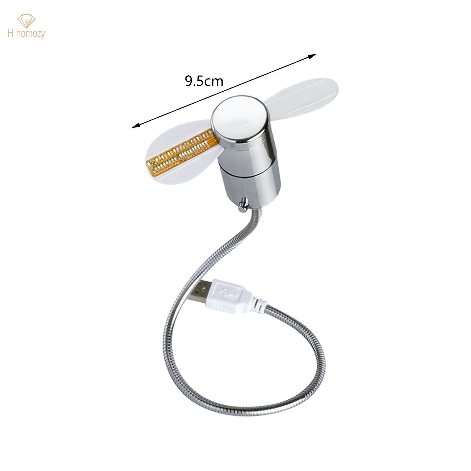 LED USB Clock Fan Office Gadgets Temperature Display for Desktops Laptops. 