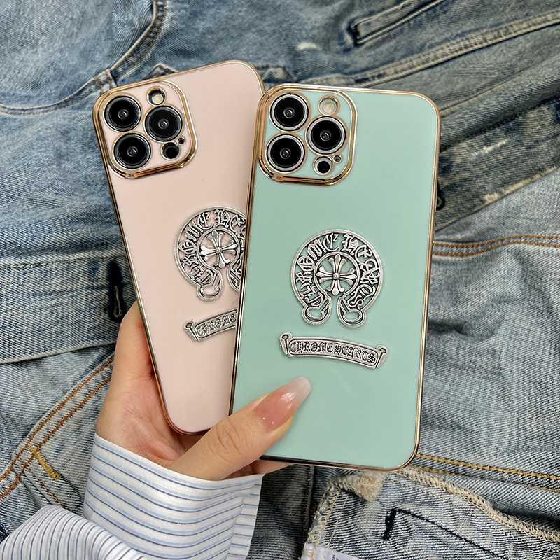FELMYST Chrome Hearts Phone Case For iPhone 11 Pro Max Luxury Fashion Trendy Brand Metal Plating Mobile Casing Square Girl Gift Square Shockproof Back Soft  Cover. 