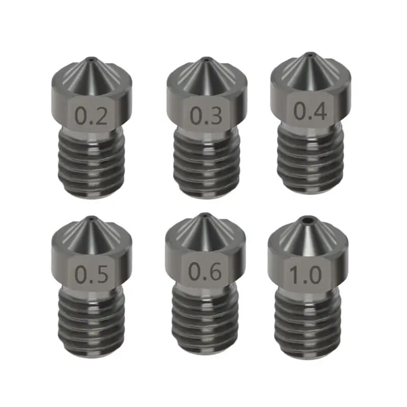 Tigh Quality Hardened Steel V6 Nozzles For High Temperature 3D Printing PEI PEEK Carbon Fiber Filament For E3D Titan Aero Hotend. 