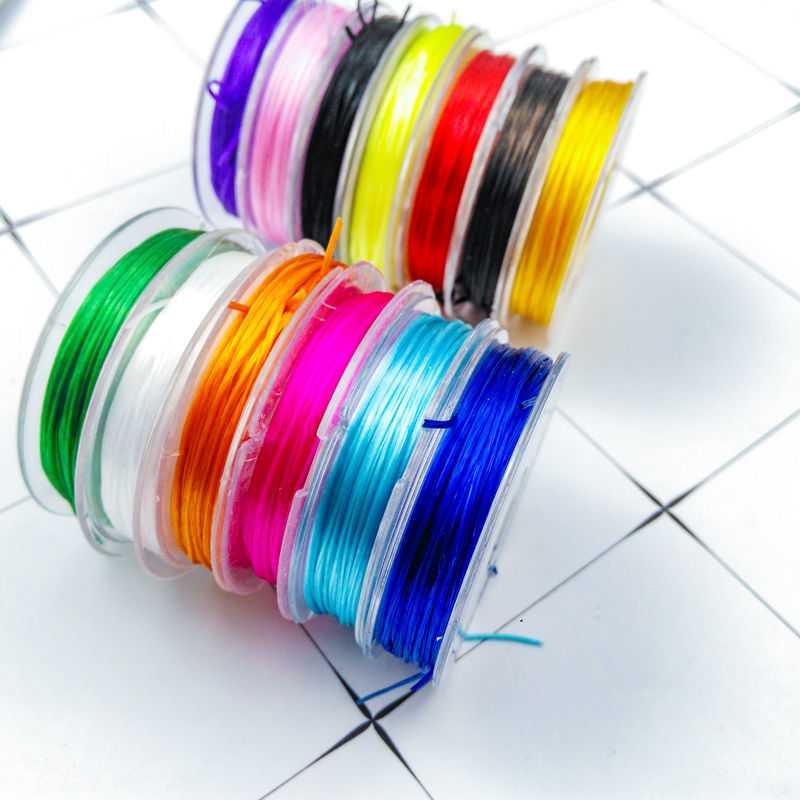 Mini Small Circle Filament Flat Transparent Beaded Bracelet Rubber Band Thread Crystal Beads Rope Elastic String. 